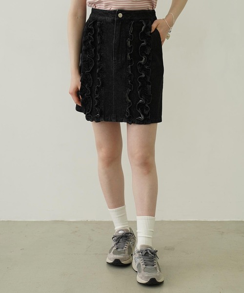 【極美品】ワンダフルワールド 段々 フレア スカート デニム 極美品】ワンダフルワールド 段々 フレア スカート デニム SOMETHING