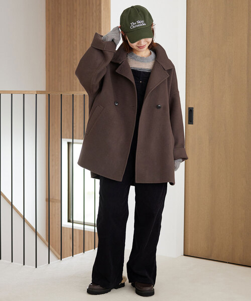SLOBE IENA ダブルブレストコート ブラウン系 SLOBE IENA（スローブイエナ） コート FREE ブラウン レディース