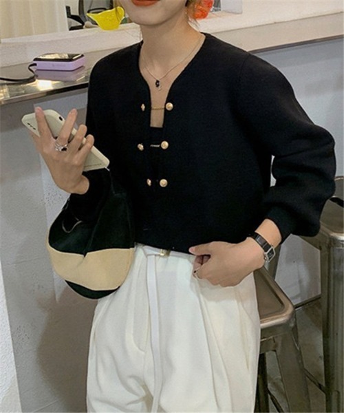 「MAISON DE THERESE」 Vネックニット FREE ブラック レディース_画像3