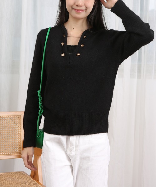 「MAISON DE THERESE」 Vネックニット FREE ブラック レディース_画像4