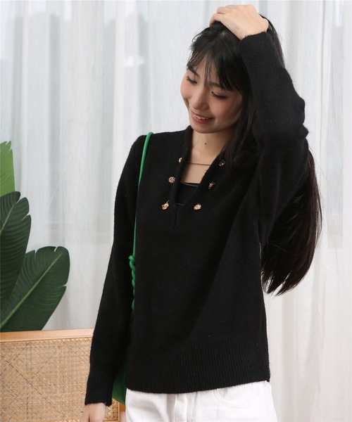 「MAISON DE THERESE」 Vネックニット FREE ブラック レディース_画像5