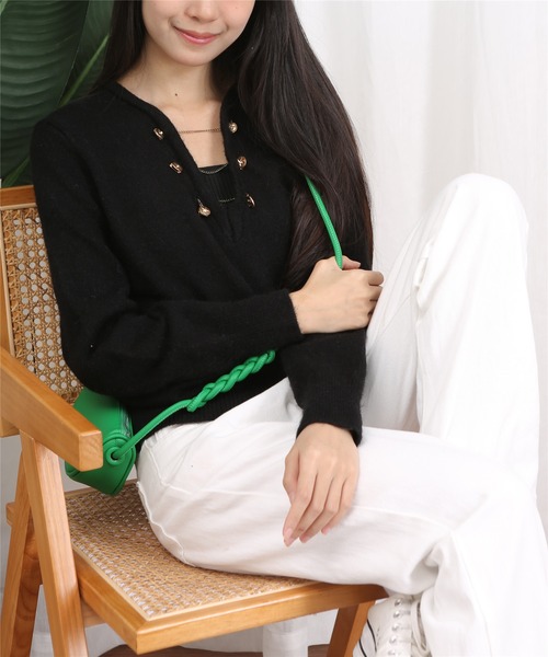 「MAISON DE THERESE」 Vネックニット FREE ブラック レディース_画像9