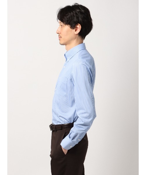 未使用級 FRAY 現行 ジャージードレスシャツ 38 ブルー ボタンダウン 最高シャツ／ワイシャツ／長袖／ノンアイロンジャージー／ボタン