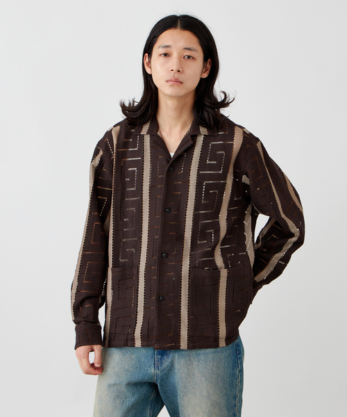 東京インディアンズ　ロングスリーブシャツ B.C STOCK シャツ インディアンレース柄 ロングスリーブシャツ
