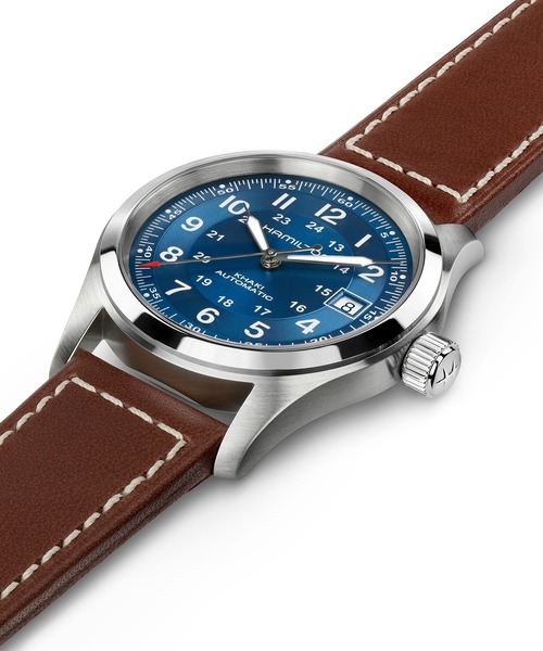 腕時計 HAMILTON 「ハミルトン」 腕時計 Khaki Field （カーキ フィールド）  オート 自動巻き 38MM ブルー×ブラウン メンの画像