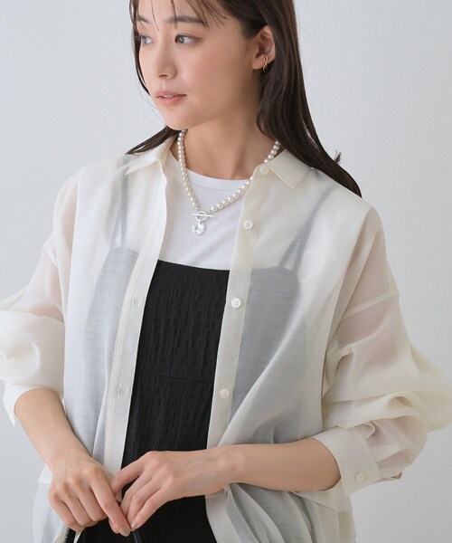 レディース　シャツ　ブラウス6 INDIVI ブラウス シャツ 「洗える／ドロスト付」トレンドシアー