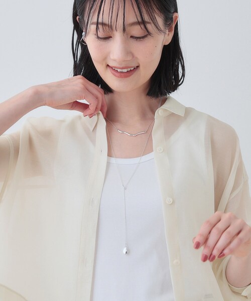 「INDIVI」 7分袖ブラウス 38 ベージュ レディース INDIVI ブラウス シャツ 「洗える／ドロスト付」トレンドシアー