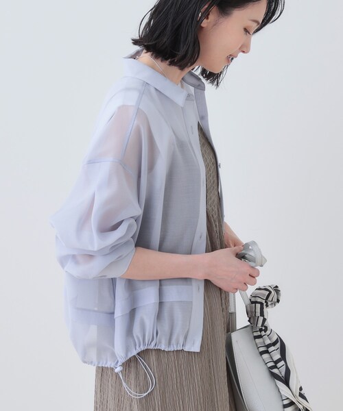 ブラウス シャツ 「洗える／ドロスト付」トレンドシアーシャツ レディース INDIVI ブラウス シャツ 「洗える／ドロスト付」トレンドシアー