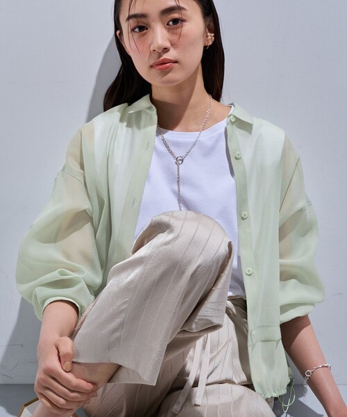 ブラウス シャツ 「洗える／ドロスト付」トレンドシアーシャツ レディース INDIVI ブラウス シャツ 「洗える／ドロスト付」トレンドシアー