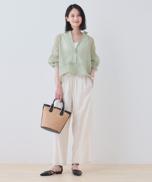 ブラウス シャツ 「洗える／ドロスト付」トレンドシアーシャツ レディース INDIVI ブラウス シャツ 「洗える／ドロスト付」トレンドシアー