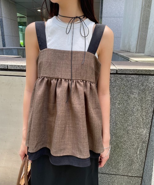 &her layers cami ブラック レイヤードキャミソールアンドハー AIC. キャミソール ロングベルトレイヤードキャミソール : ZOZOTOWN