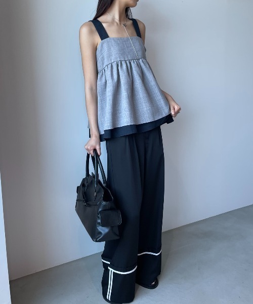&her layers cami ブラック レイヤードキャミソールアンドハー AIC. キャミソール ロングベルトレイヤードキャミソール : ZOZOTOWN