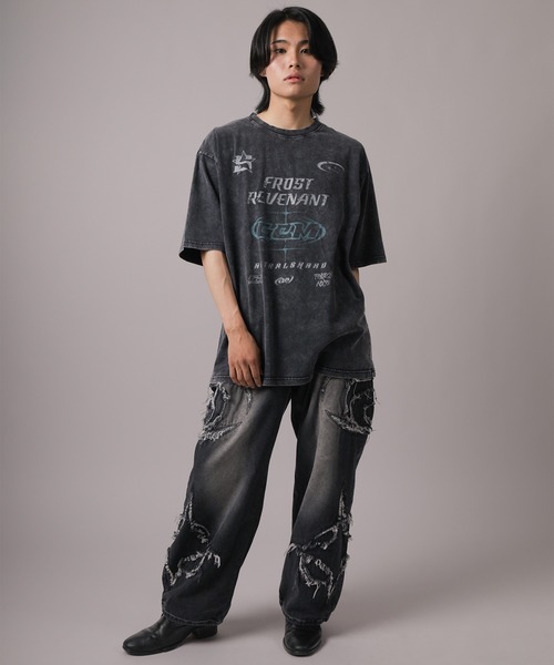 ワイドパンツ ジーンズ 「82」OVAL カットオフ デザイン ワイドデニム