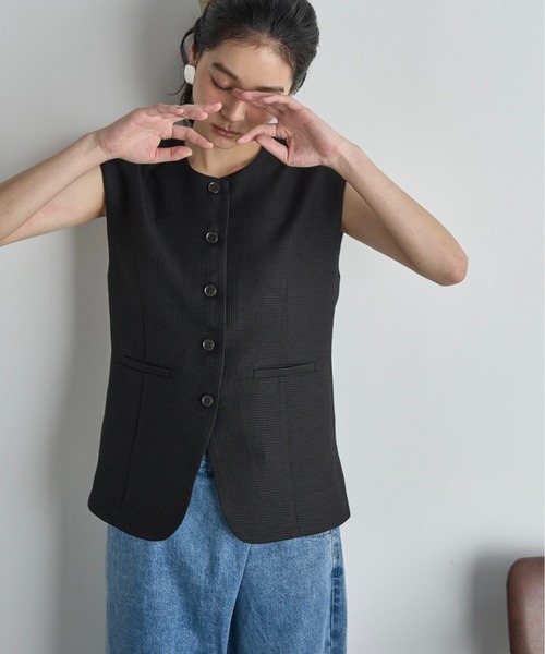 THE Yon ベスト ジレ サマージャガードフレンチスリーブベスト