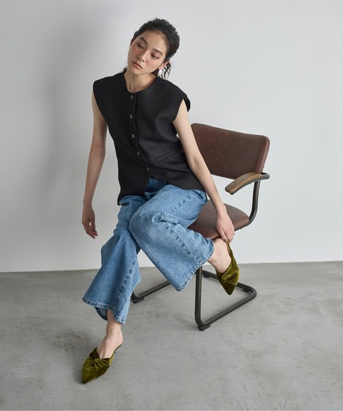 THE Yon ベスト ジレ サマージャガードフレンチスリーブベスト