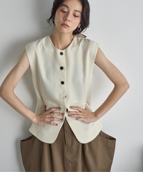 THE Yon ベスト ジレ サマージャガードフレンチスリーブベスト