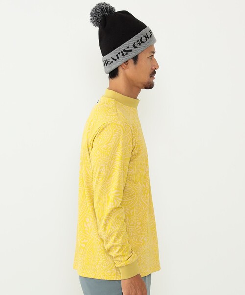 「BEAMS GOLF」 長袖Tシャツ MEDIUM イエロー メンズ