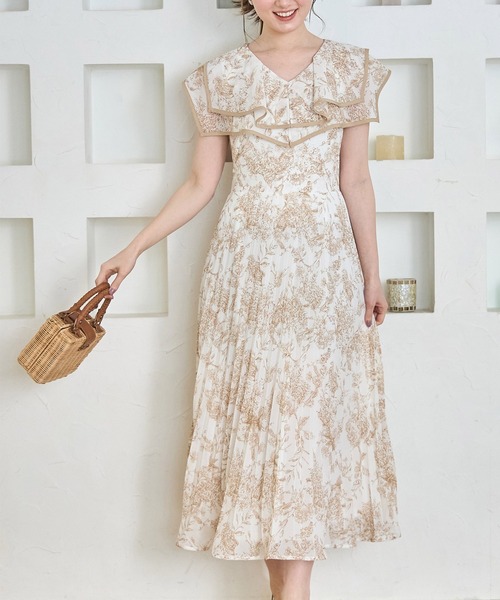 tocco closet 刺繍入りベージュドレス tocco closet 「tocco closet」 ノースリーブワンピース M
