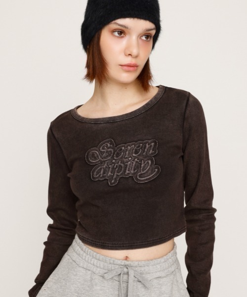 tシャツ 「2025AW」FRONT PATCH RIB TOPS フロント パッチ リブトップス 秋服 レディース