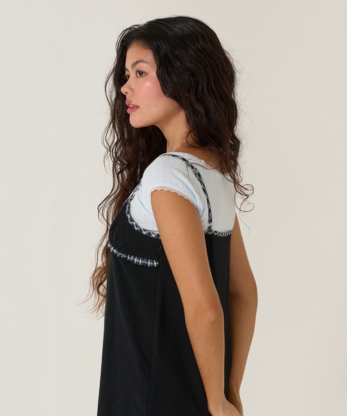 tina jojun 刺繍コンパクトTシャツ　ネイビー Tina刺繍 コンパクトTシャツ TINA：JOJUN 全3色｜tnj521-0982【7
