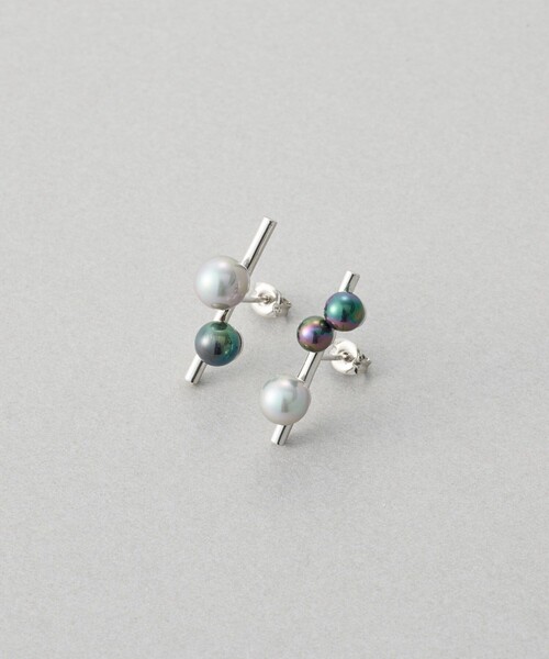 ピアス ピアス カラーパール アシンメトリー レディースの画像