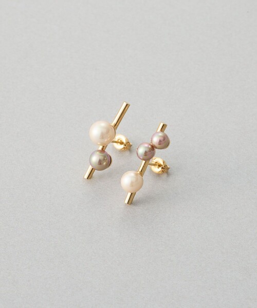 ピアス ピアス カラーパール アシンメトリー レディースの画像