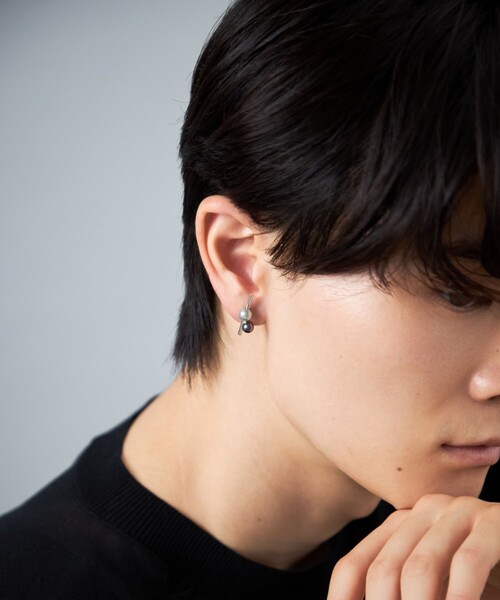 ピアス ピアス カラーパール アシンメトリー レディースの画像