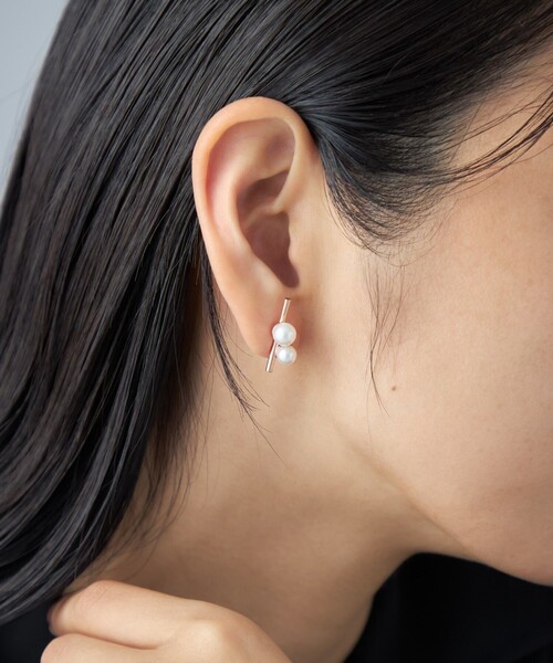 ピアス ピアス カラーパール アシンメトリー レディースの画像