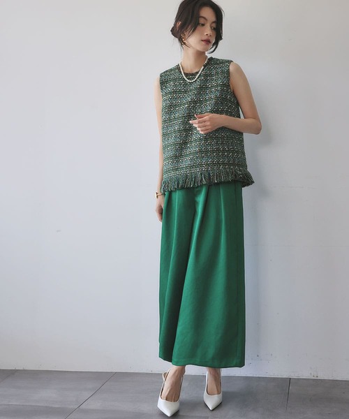 ELFRANK ベスト ジレ 「2025AW」ミックスツイード フリンジ