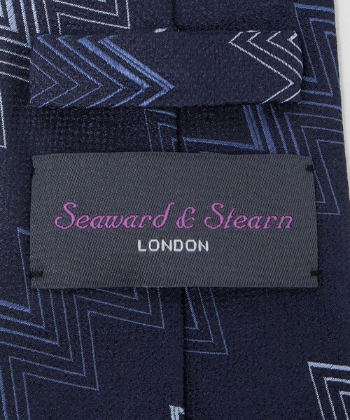 Seaward & Stearn ブルージオメトリック ネクタイ Seaward＆stearn ネクタイ 「Seaward ＆ Stearn」8.0cm ジオメトリック