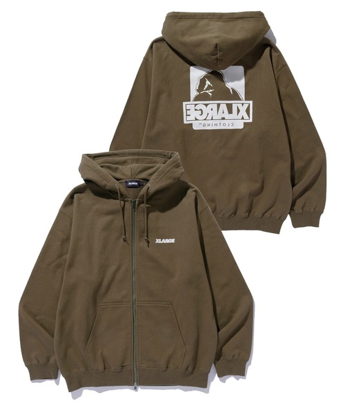 【かいざと】XLARGE ジップアップパーカー XLARGE パーカー BACKSIDE OG W-ZIP HOODED SWEAT SHIRT メンズ