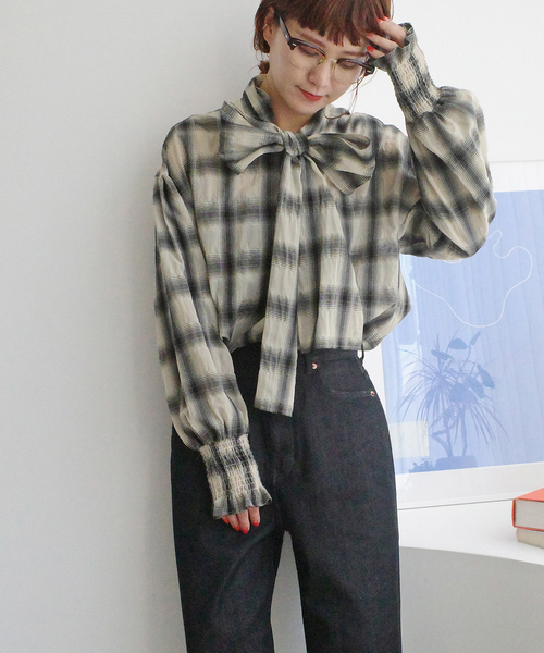 Spick&Span 2wayリボンランタンスリーブブラウス ボウタイ Spick&Span 2wayリボンランタンスリーブブラウス ボウタイ