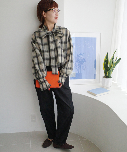 新作 新品 スピックアンドスパン オンブレボウタイブラウス Spick＆Span ブラウス シャツ オンブレボウタイブラウス