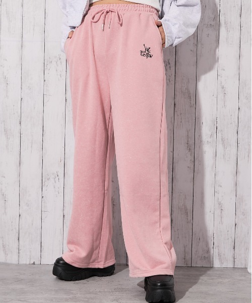pellicule スウェットパンツ ピンク stone-deco sweat pants｜PELLICULE | ぺリキュール