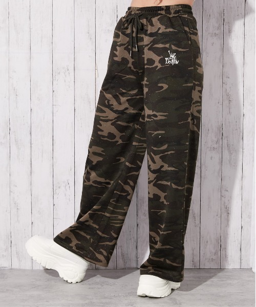 スウェットパンツ ジャージ 「きらめくラメ刺繍×リラックスシルエット