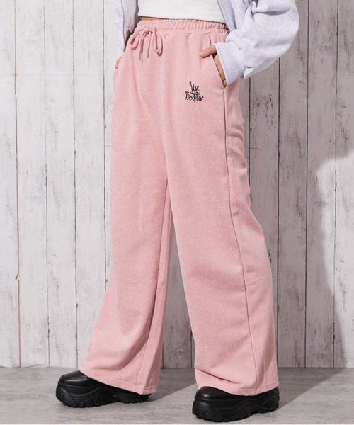 スウェットパンツ ジャージ 「きらめくラメ刺繍×リラックスシルエット
