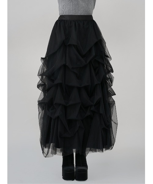 Darich（ダーリッチ） スカート ランダムタックチュールロングスカート