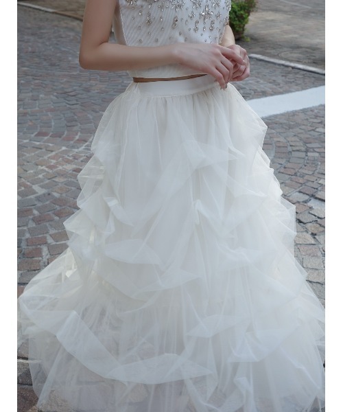 Darich（ダーリッチ） スカート ランダムタックチュールロングスカート