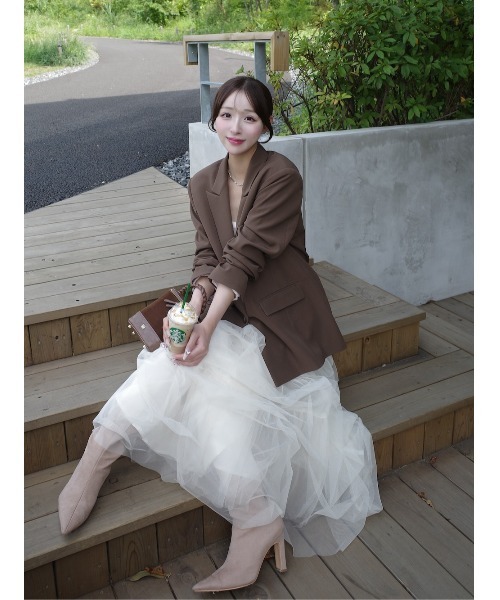 Darich（ダーリッチ） スカート ランダムタックチュールロングスカート