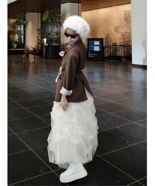 Darich（ダーリッチ） スカート ランダムタックチュールロングスカート