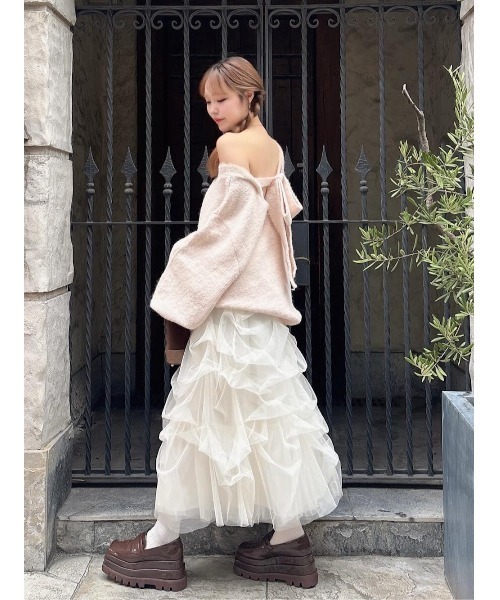 Darich（ダーリッチ） スカート ランダムタックチュールロングスカート