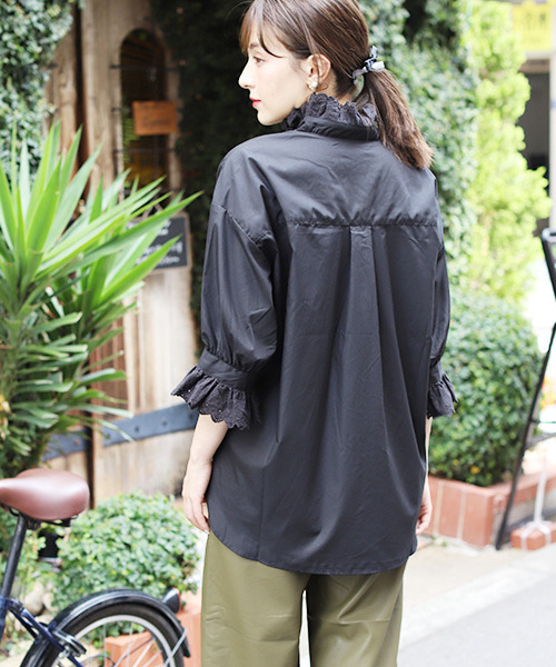 「REAL CUBE」 7分袖ブラウス M パープル レディース_画像4