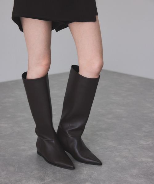 新品 アダムエロぺ ADAM ET ROPE' ロングブーツ レデース黒ブーツ ADAM ET ROPE'（アダムエロペ） ブーツ インヒールロングブーツ