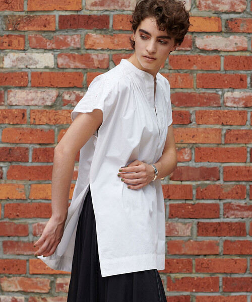 「Bshop」 「INDIA INDUSTRY」半袖ブラウス 1 グリーン レディース_画像4