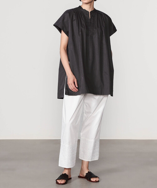 「Bshop」 「INDIA INDUSTRY」半袖ブラウス 1 グリーン レディース_画像5