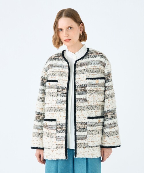 Ballsey ノーカラーショートコート　ピーコート ボールジィ Ballsey プレミアムウールリバー オープンカラーショート