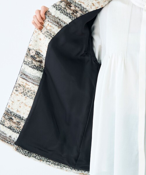 Ballsey（ボールジィ） ノーカラーコート コート ボーダーツイード