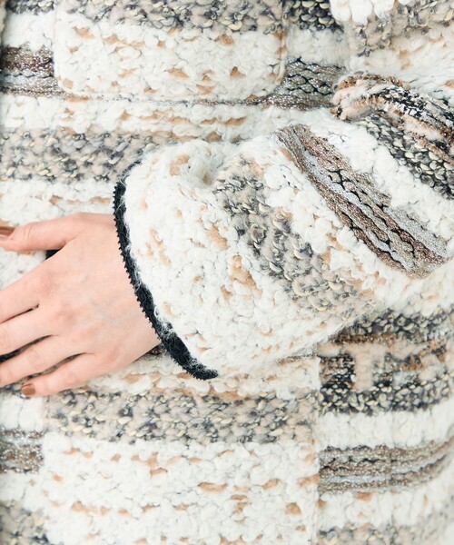 Ballsey（ボールジィ） ノーカラーコート コート ボーダーツイード