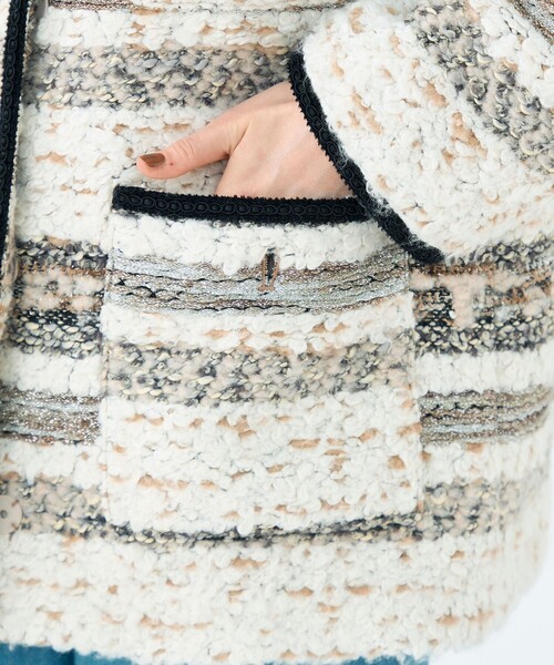 Ballsey（ボールジィ） ノーカラーコート コート ボーダーツイード