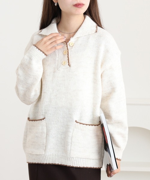 アンティーク襟コラージュニットセーター セール】バイカラー襟ニット（ニット/セーター）｜TITTY&CO.（ティ